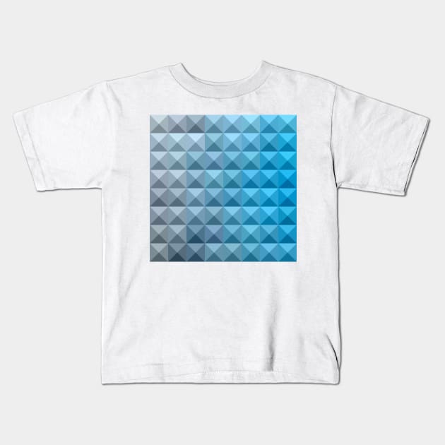 Bright Cerulean Blue Abstract Low Polygon Background Kids T-Shirt by retrovectors